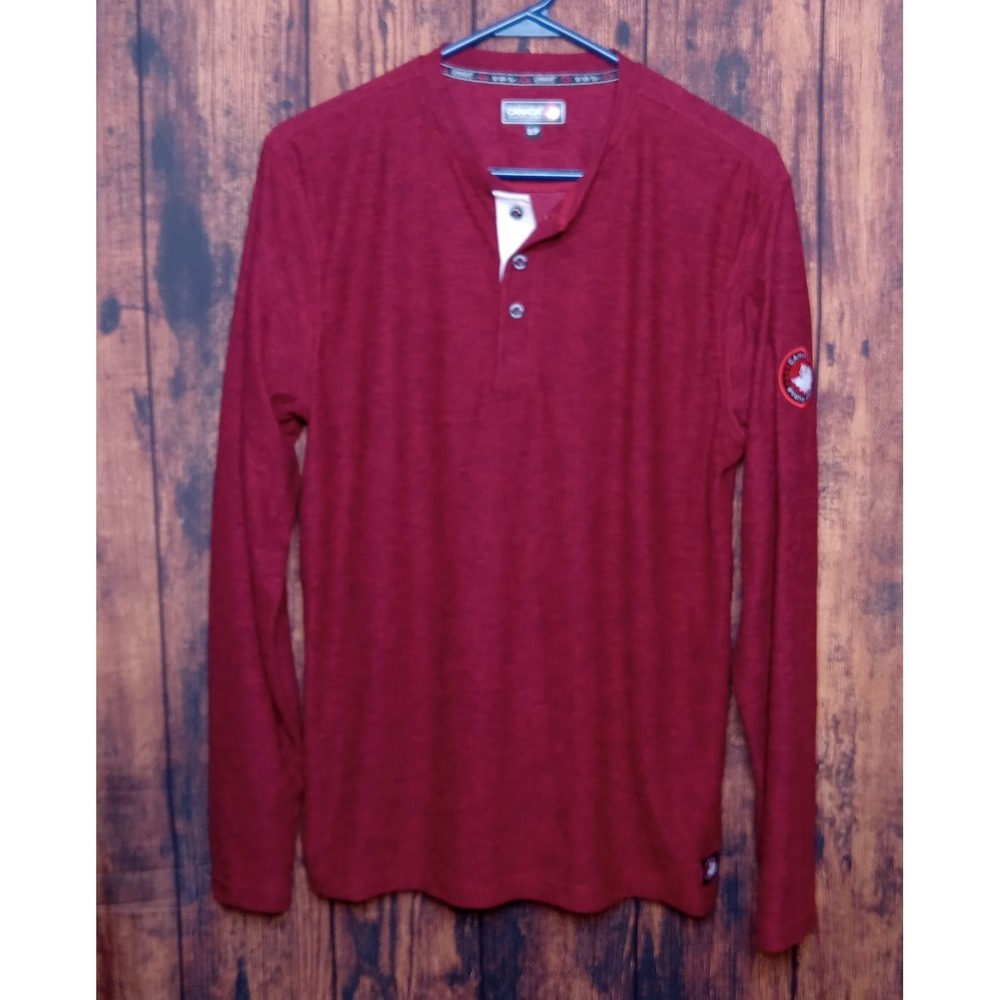 Canada Weathergear Men's Long Sleeve Henley‎ Shirt size Small Red